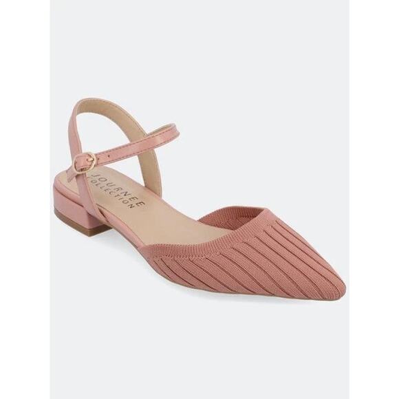 Journee Collection Women's Ansley Mary Jane Pointed Toe Flats, Blush Size 9.5M - Picture 1 of 4